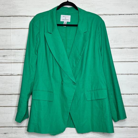 Lane Bryant x BeautiCurve Linen Blend Blazer Jacket Green Plus Size 20 - Picture 1 of 7